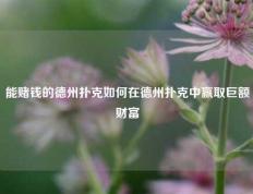能赌钱的德州扑克如何在德州扑克中赢取巨额财富