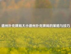 德州扑克牌局大小德州扑克牌局的策略与技巧