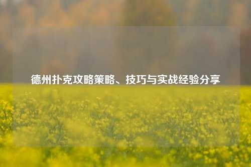 德州扑克攻略策略、技巧与实战经验分享