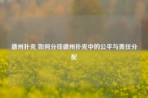 德州扑克 如何分钱德州扑克中的公平与责任分配