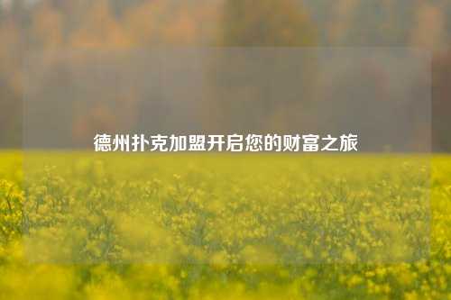 德州扑克加盟开启您的财富之旅
