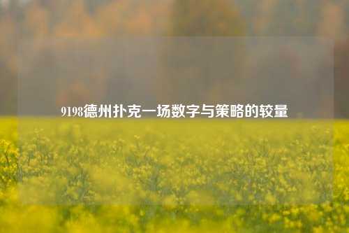 9198德州扑克一场数字与策略的较量