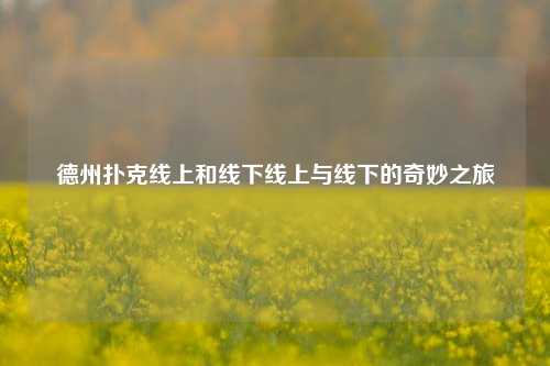 德州扑克线上和线下线上与线下的奇妙之旅