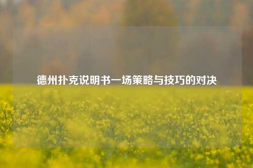 德州扑克说明书一场策略与技巧的对决