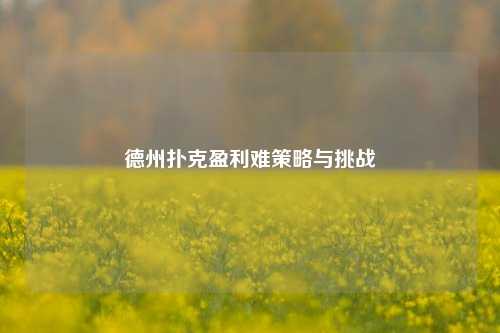 德州扑克盈利难策略与挑战