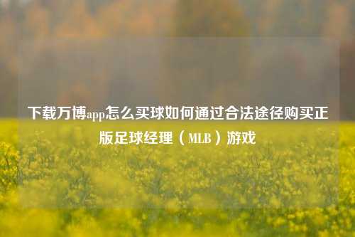 下载万博app怎么买球如何通过合法途径购买正版足球经理（MLB）游戏