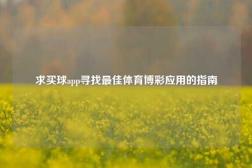 求买球app寻找最佳体育博彩应用的指南