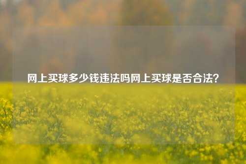 网上买球多少钱违法吗网上买球是否合法？
