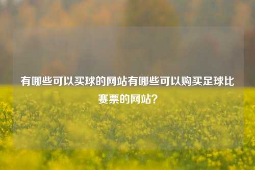 有哪些可以买球的网站有哪些可以购买足球比赛票的网站？