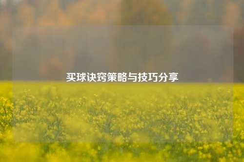 买球诀窍策略与技巧分享
