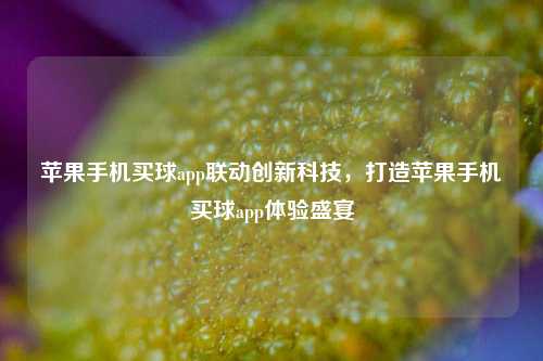 苹果手机买球app联动创新科技，打造苹果手机买球app体验盛宴