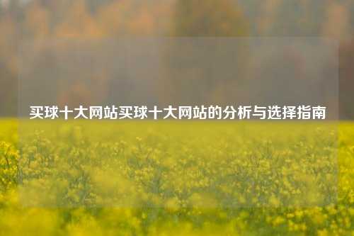 买球十大网站买球十大网站的分析与选择指南