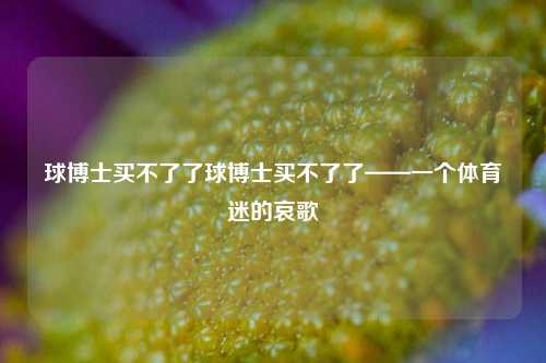 球博士买不了了球博士买不了了——一个体育迷的哀歌