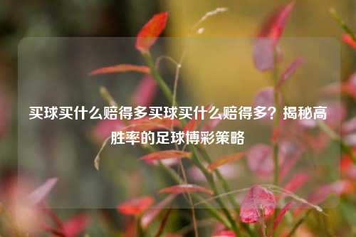 买球买什么赔得多买球买什么赔得多？揭秘高胜率的足球博彩策略