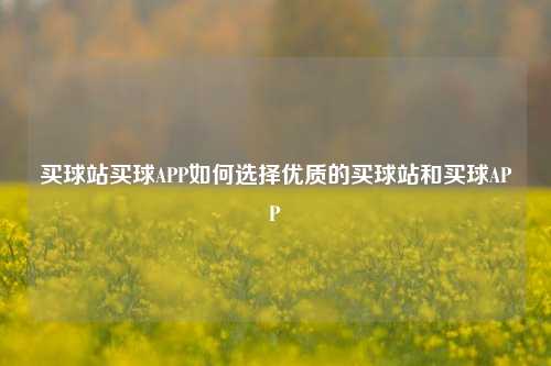 买球站买球APP如何选择优质的买球站和买球APP