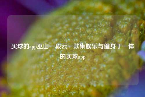 买球的app巫山一段云一款集娱乐与健身于一体的买球app